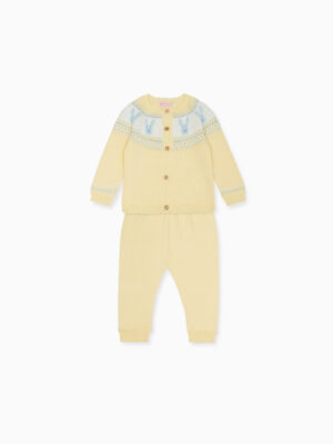 yellow knitted easter baby set