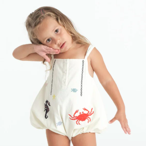 white embroidered baby romper