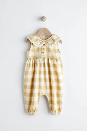 baby yellow gingham romper