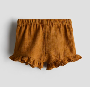 brown cotton muslin shorts