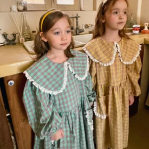 checked collar dresses