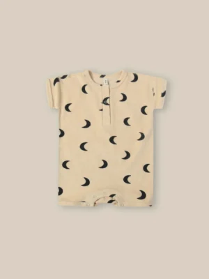 cream moon print romper