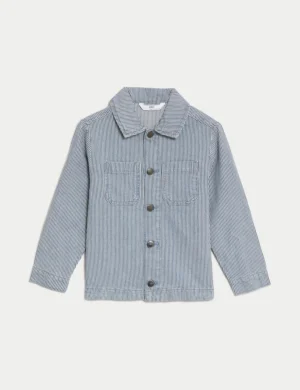 denim ticking stripe jacket