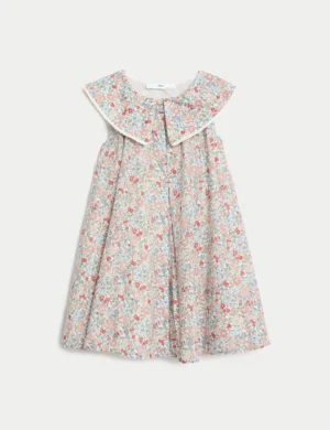 floral cotton dress with collar