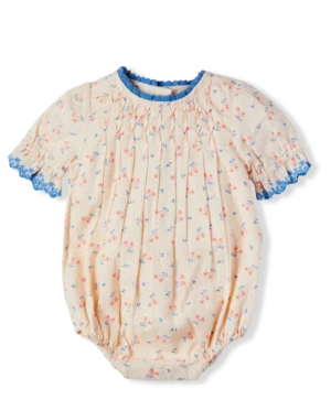 floral lace trim baby romper