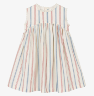 girls cream striped dress