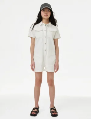 girls denim short jumpsuit