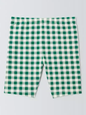 kids green gingham cycle shorts