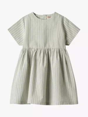 kids green striped dress