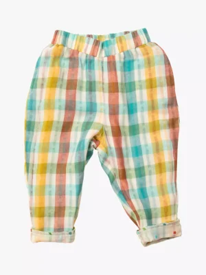 kids rainbow check trousers