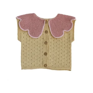 knitted scallop collar cardigan