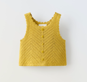mustard crochet top