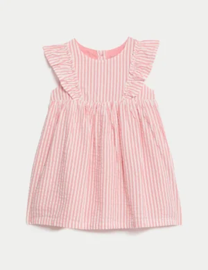 pink striped cotton dress