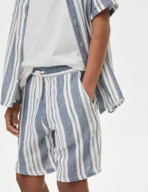 kids cotton striped shorts
