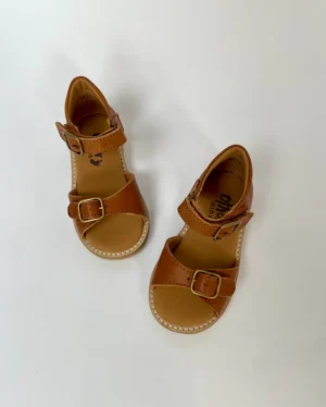 tan leather kids sandals