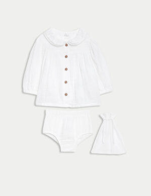 white cotton baby set