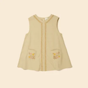 yellow embroidered dress