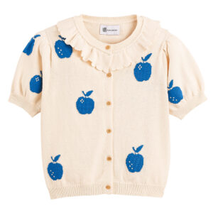 girls apple print ruffle cardigan