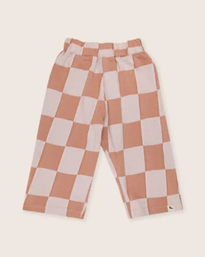 checked wide leg kids trousers