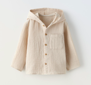 cream textured hooded shirt