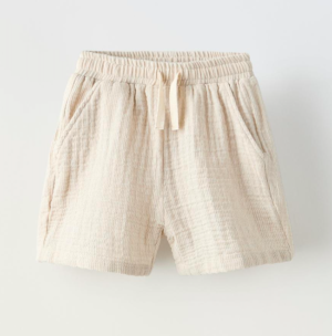 cream textured shorts