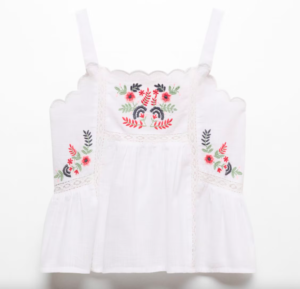 girls white embroidered summer top