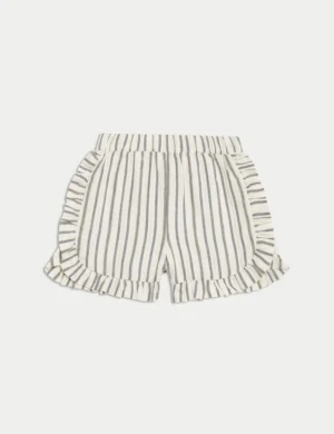girls frill striped shorts