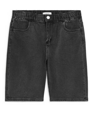 kids black denim shorts