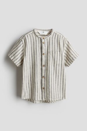 kids linen blend striped shirt