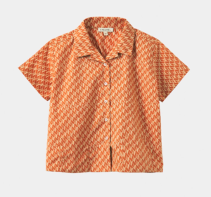 orange geo print shirt