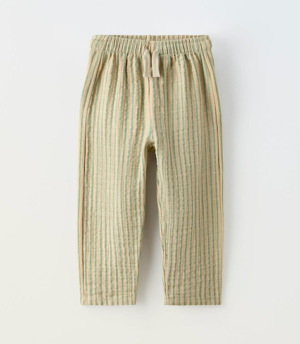 striped textured weave trousers