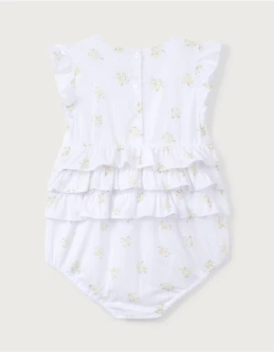 white vintage floral frill romper