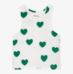 white and green heart vest