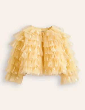 yellow tulle tiered jacket