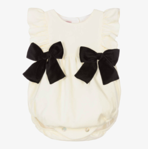 ivory bow baby romper