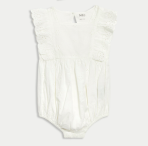 white cotton baby romper