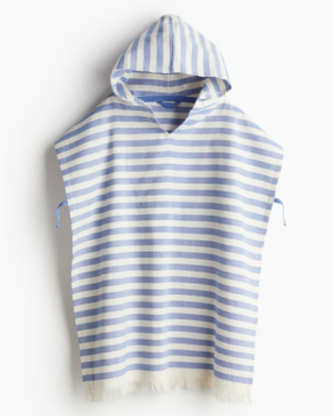 blue stripe hooded poncho towel