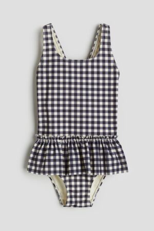 black gingham ruffle swimsuit
