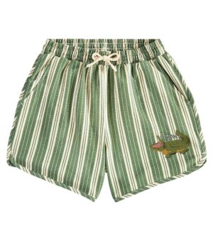 kids green striped swim shorts