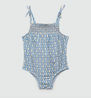 girls blue gathered swimsuit