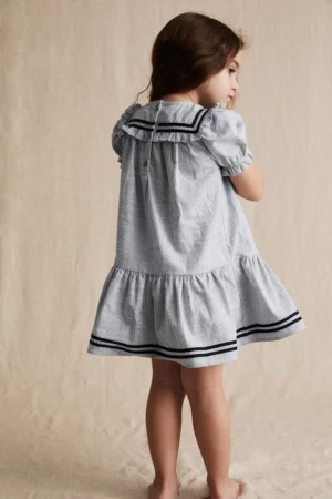girls blue sailor stripe dress