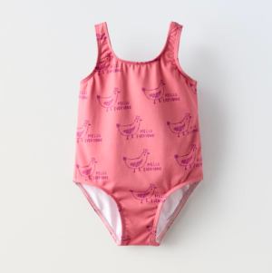girls pink print swimsuit