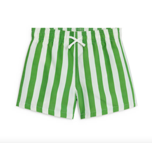 green and white striped swim shorts