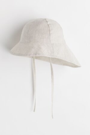 kids beige linen sun hat