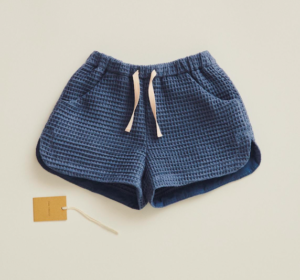 kids blue waffle knit shorts