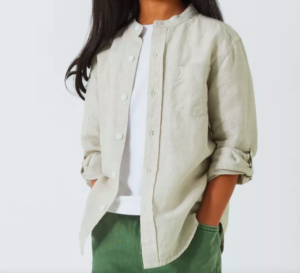 kids grandad collar linen shirt