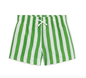 kids green striped swim shorts