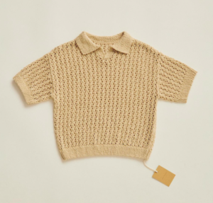 kids open knit polo shirt