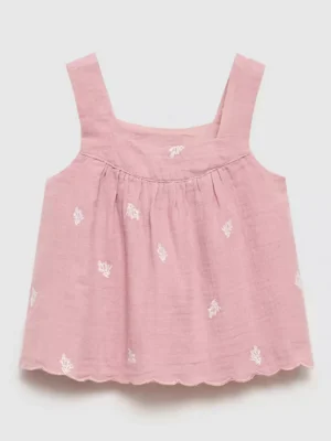 kids pink embroidered top