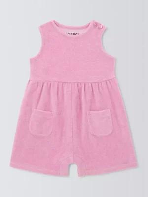 pink towelling baby playsuit